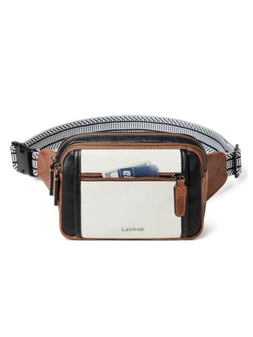 LATMAP 3L Triple Zip Fanny Packs Belt Bag for Women Men Crossbody Waist Pack